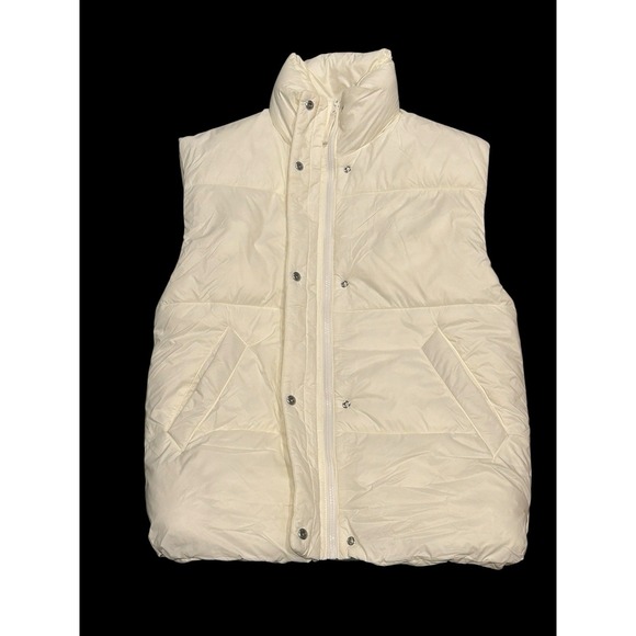 Abercrombie & Fitch Oversized Quilted Puffer Vest, White, Size XS Fall/Winter - Picture 3 of 10